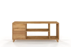 Drewniana szafka RTV dębowa Visby VIVECA na nóżkach / szer. 140 cm