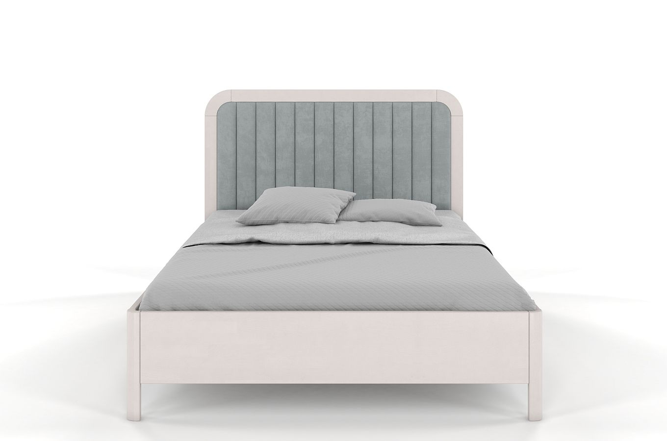 Tapicerowane łóżko drewniane bukowe Visby MODENA z wysokim zagłówkiem