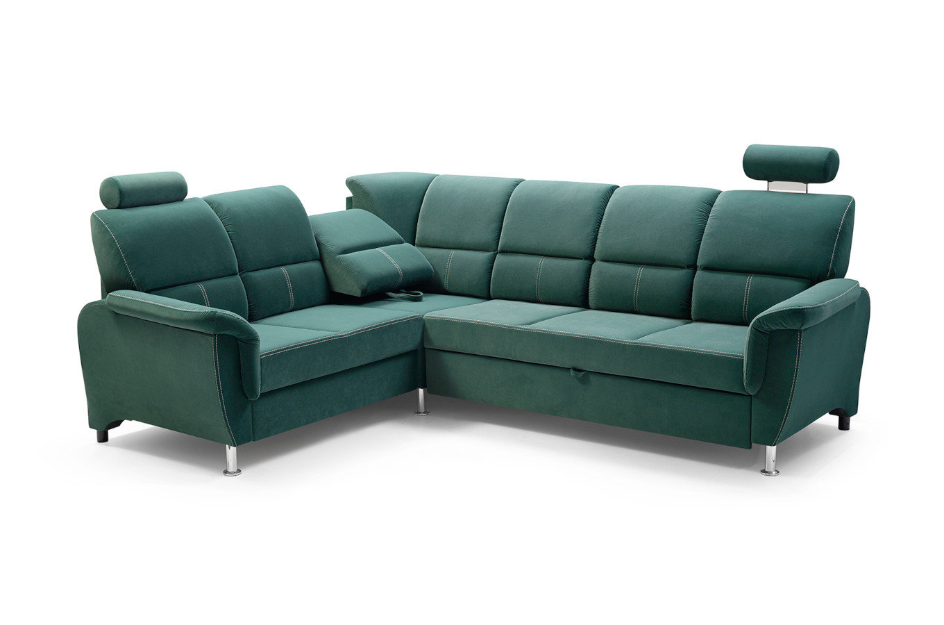 Klasyczny rozkładany narożnik DANIELA z pojemnikiem na pościel