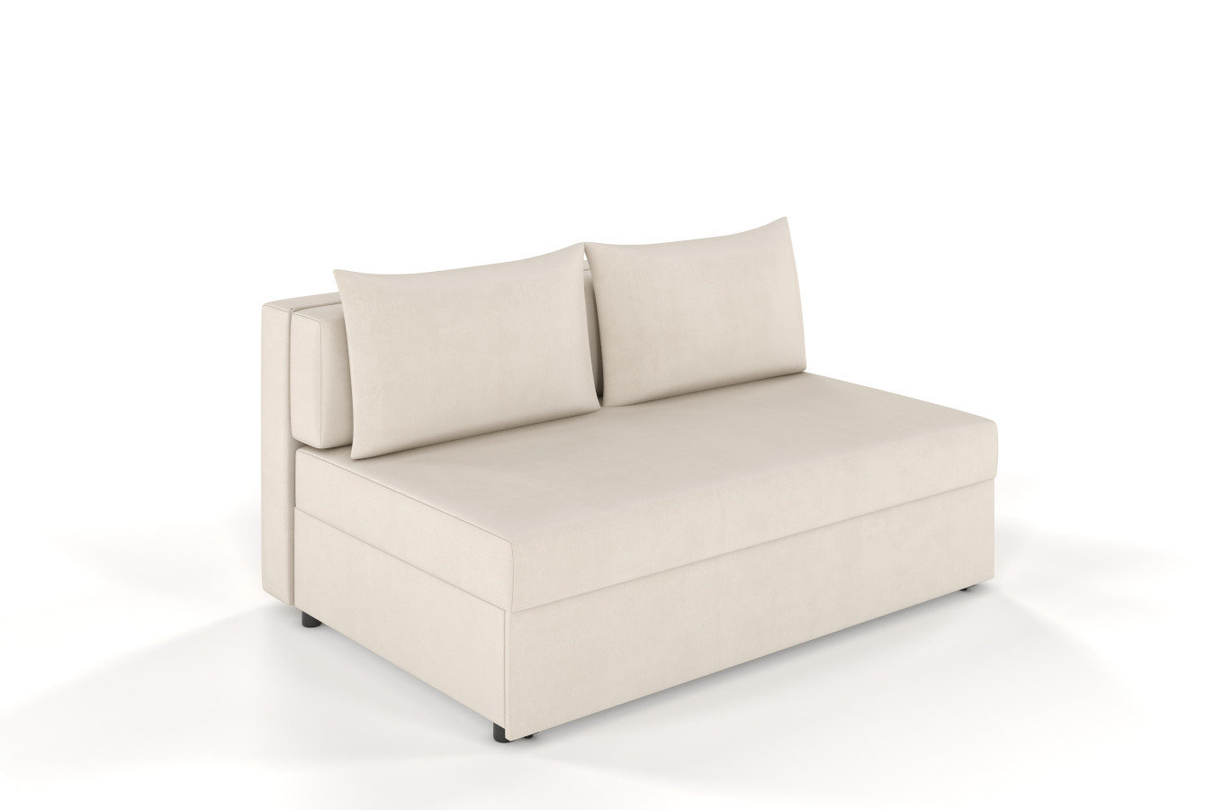 Beżowa rozkładana sofa Dancan OLGA z funkcją spania i pojemnikiem na pościel / szerokość 156 cm