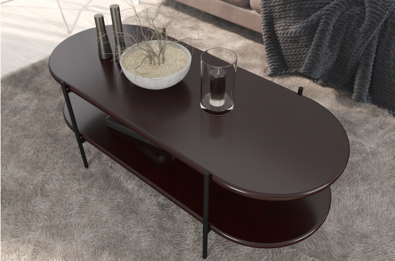 Stolik drewniany bukowy Skandica DOTA w kolorze palisander na metalowych nogach