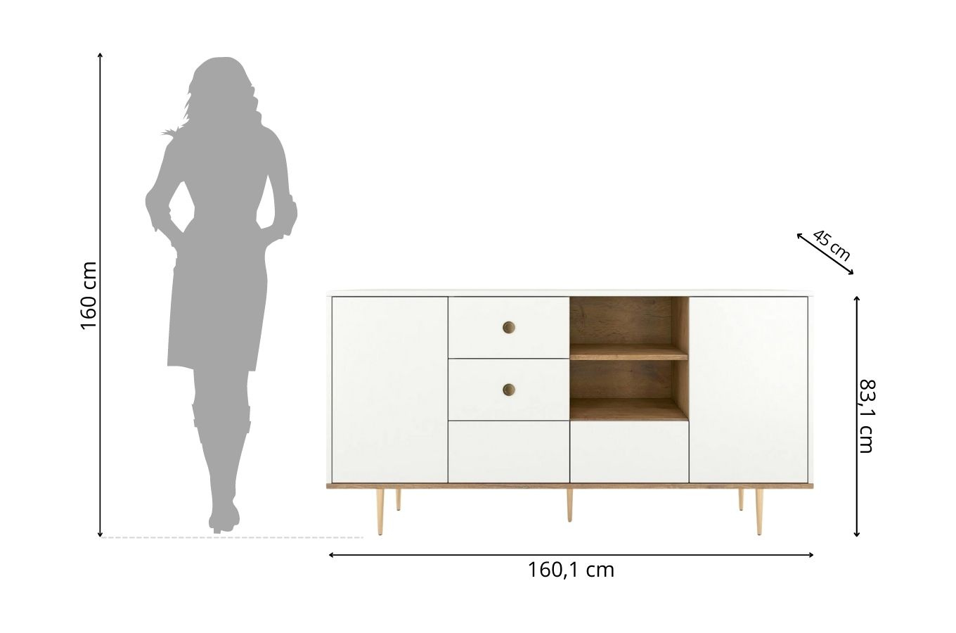 Biała nowoczesna komoda Skandica HARMONI / szer. 160 cm