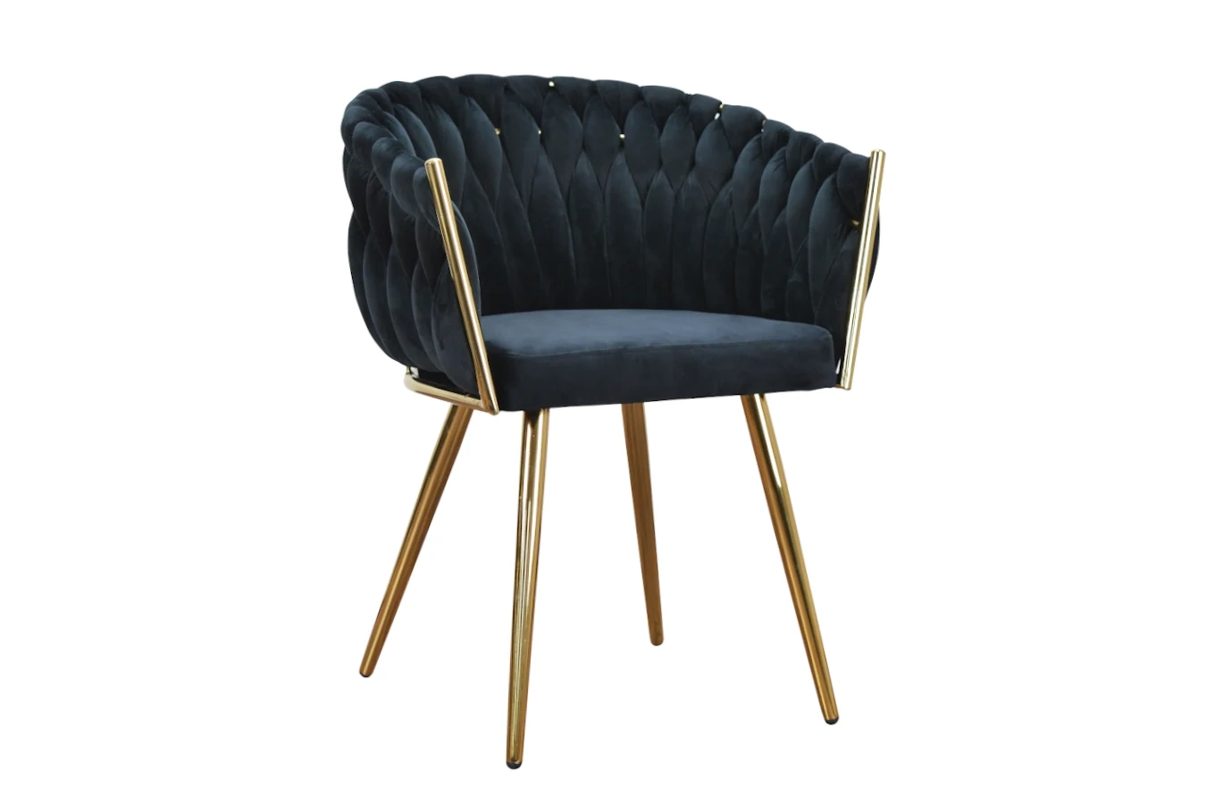 Nowoczesne krzesło SARA GOLD z plecionym oparciem