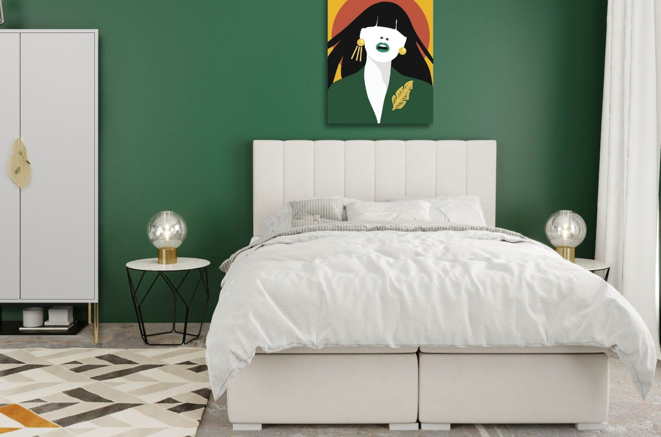 Wysoka biała komoda ze złotymi dodatkami Skandica MERLIN / szer. 80 cm