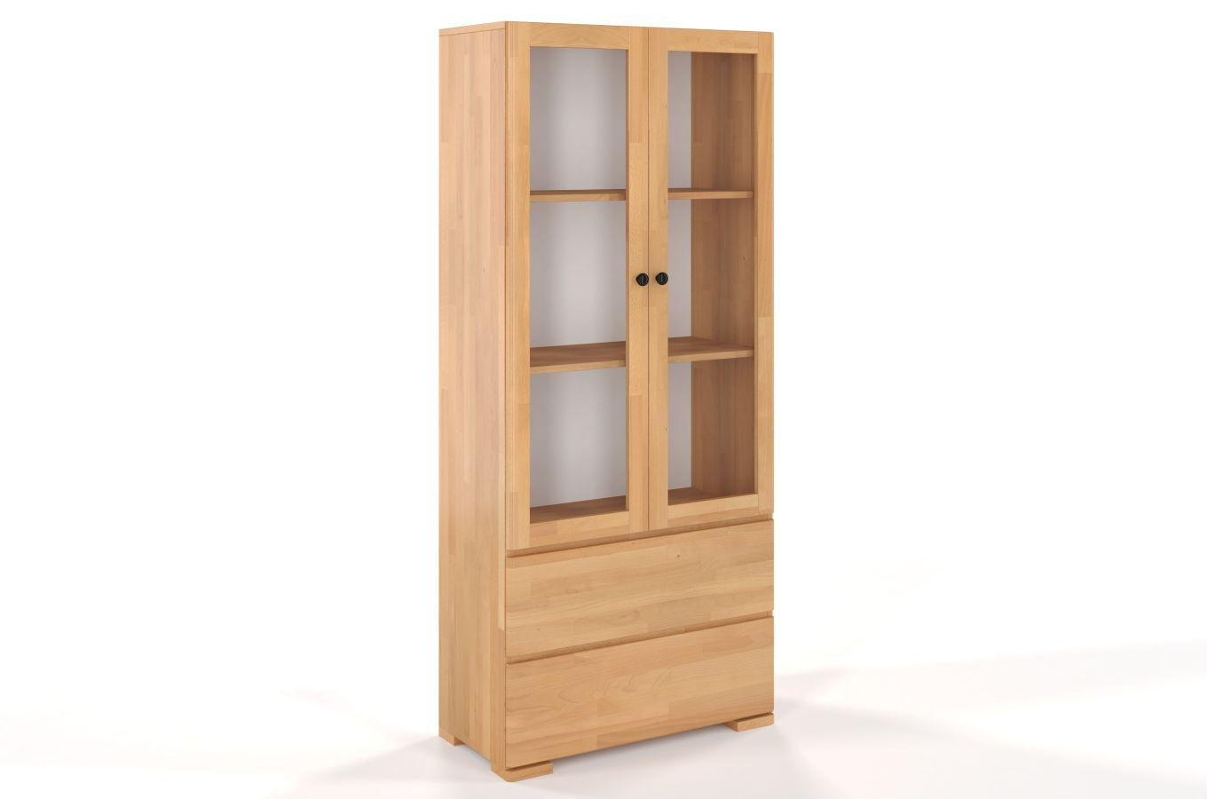 Drewniana bukowa witryna ze szklanymi drzwiami Visby SANDEMO 2S80 / szer. 80 cm