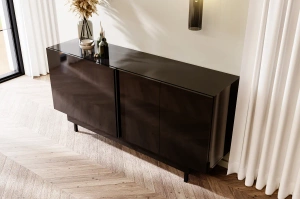 Elegancka czarna komoda Dancan ARTEMISA ze złotymi dodatkami / szer. 163 cm