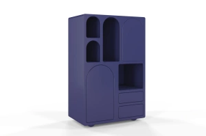 Drewniana komoda z łukami Visby OLIMPIA HIGH / kolor granat szlachetny / szer. 80 cm