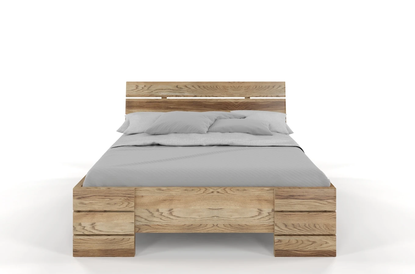 Łóżko drewniane dębowe Visby Sandemo High / 200x200 cm, olej retro