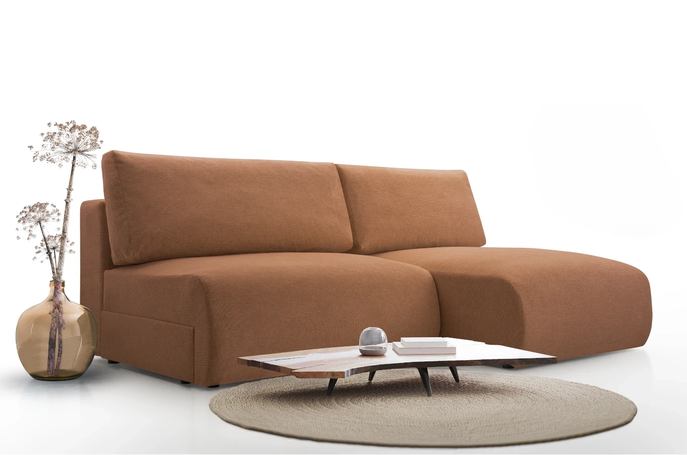 Nowoczesny rozkładany narożnik PIKSI z pojemnikiem na pościel