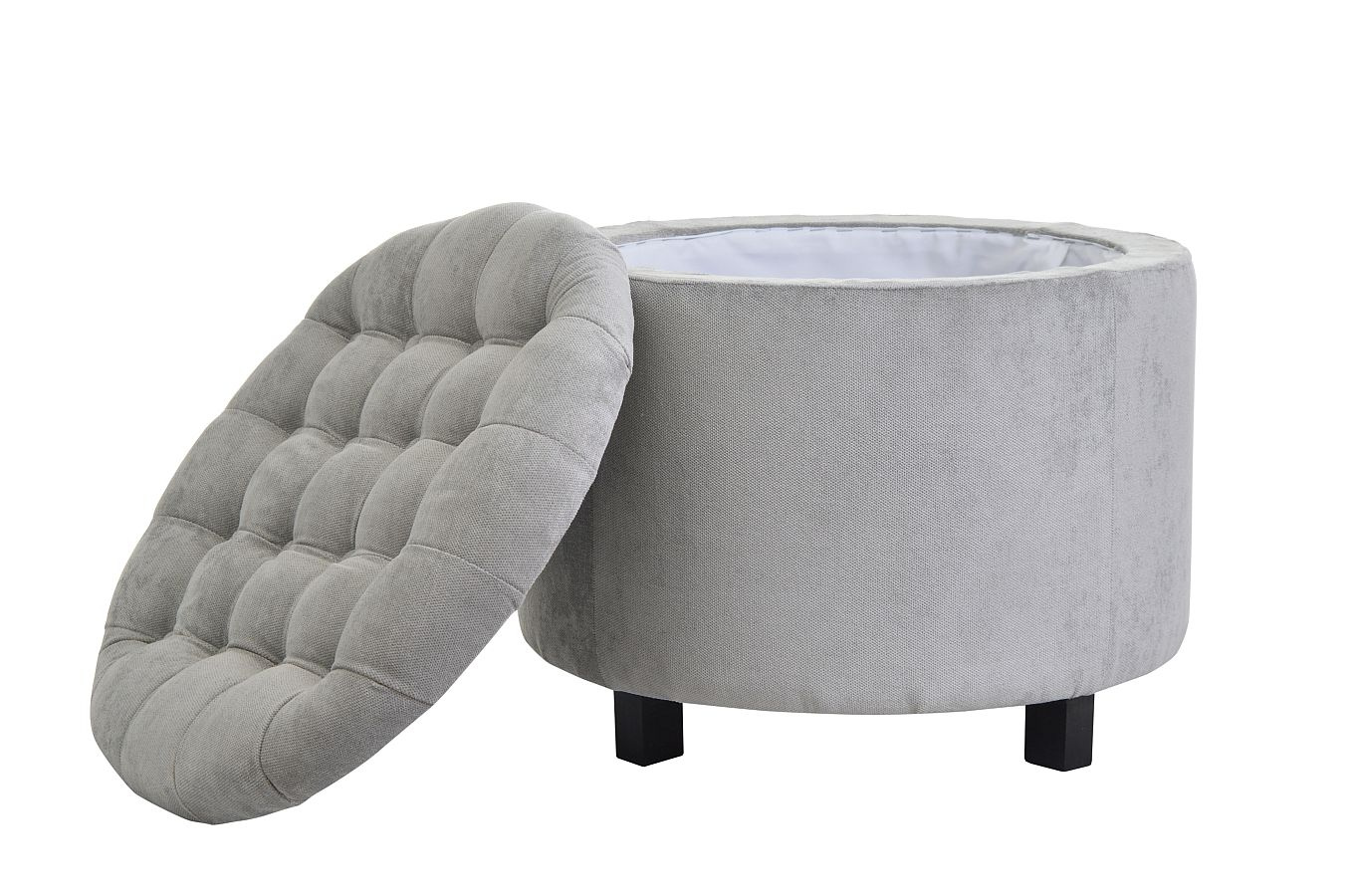 Tapicerowany puf ze schowkiem POMPADOUR i zdejmowanym siedziskiem