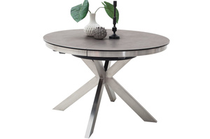 Okrągły rozkładany stół WINNIPEG na metalowych nogach / 120-160 x 120 cm