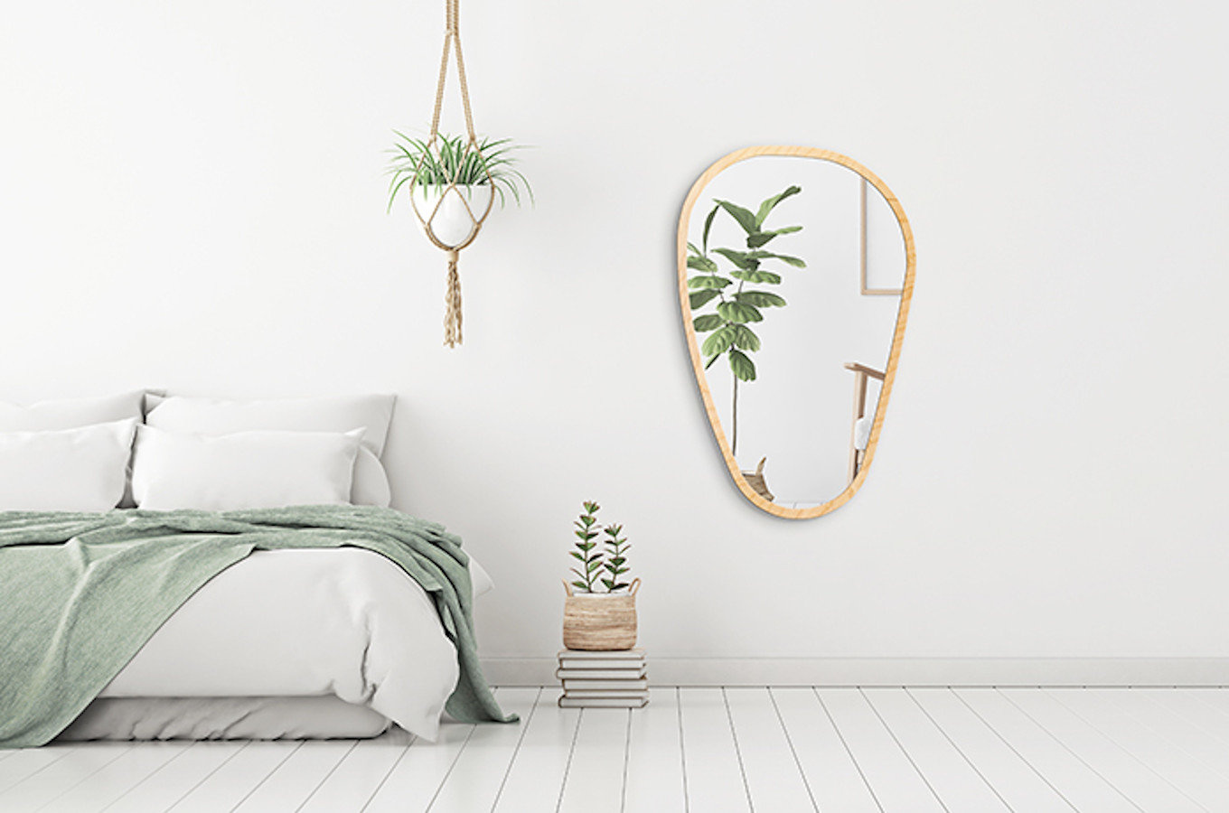 Nieregularne lustro STONE Natural / rama w kolorze naturalnym