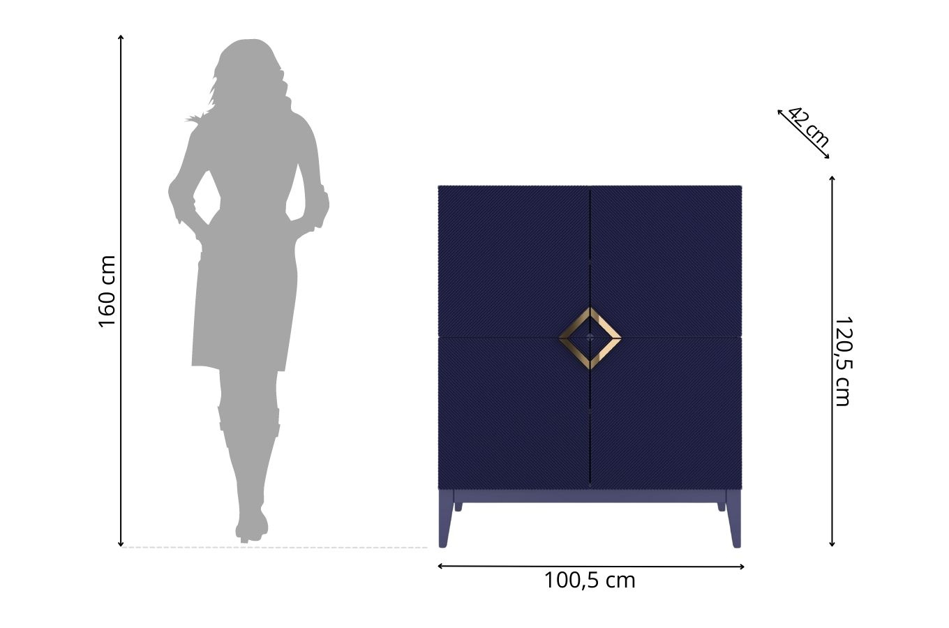 Drewniana komoda Visby DEMI HIGH / kolor granat szlachetny / szer. 100 cm