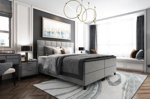 Tapicerowane łóżko kontynentalne TOKIO z zagłówkiem