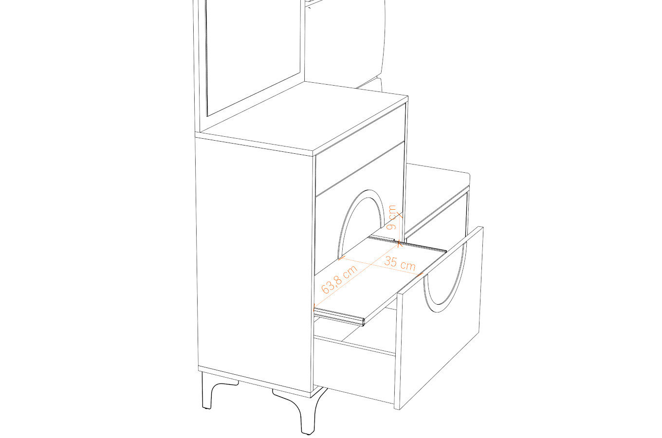 Czarno-srebrna komoda Dancan EVELINE wysoki połysk / szer. 70 cm