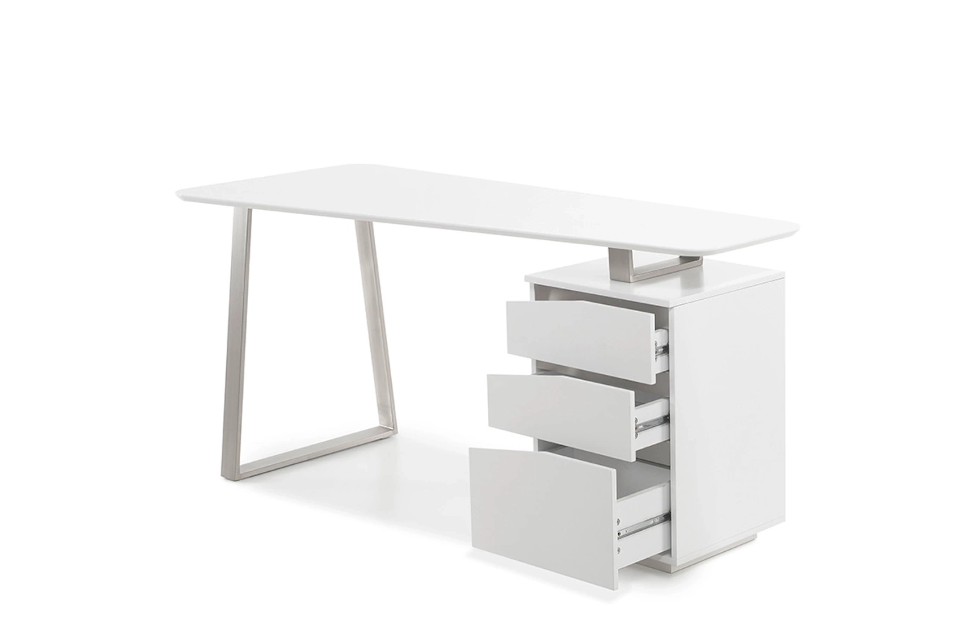 Nowoczesne białe biurko z szufladami TORI II / 150x67 cm