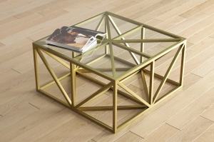 Nowoczesny metalowy stolik ARCHITEKT ze szklanym blatem / 2 kolory do wyboru!