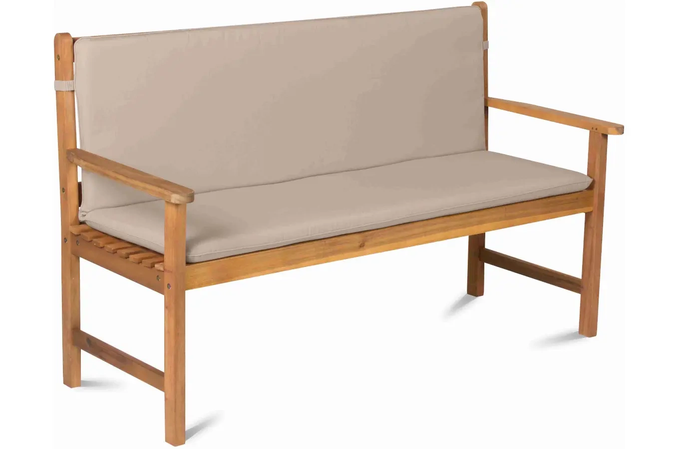 3-osobowa ławka ogrodowa SINTRA z drewna akacjowego z beżową poduszką