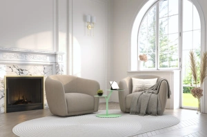 Metalowy stolik pomocniczy do salonu Kayani IROKO / kolor pudrowa zieleń