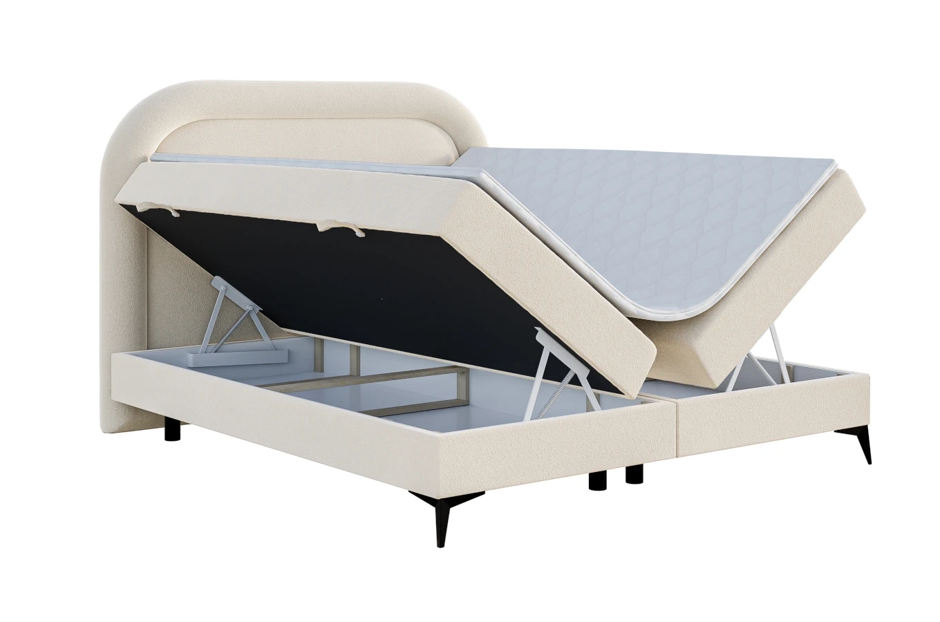 Tapicerowane łóżko kontynentalne DIEGO z półokrągłym zagłówkiem