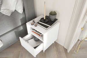 Biała nowoczesna szafka nocna Dancan MIRKA / szer. 40 cm