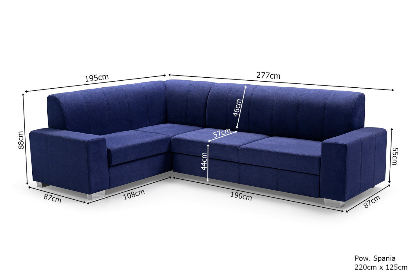 Nowoczesny rozkładany narożnik ARTUR z pojemnikiem na pościel + puf w zestawie