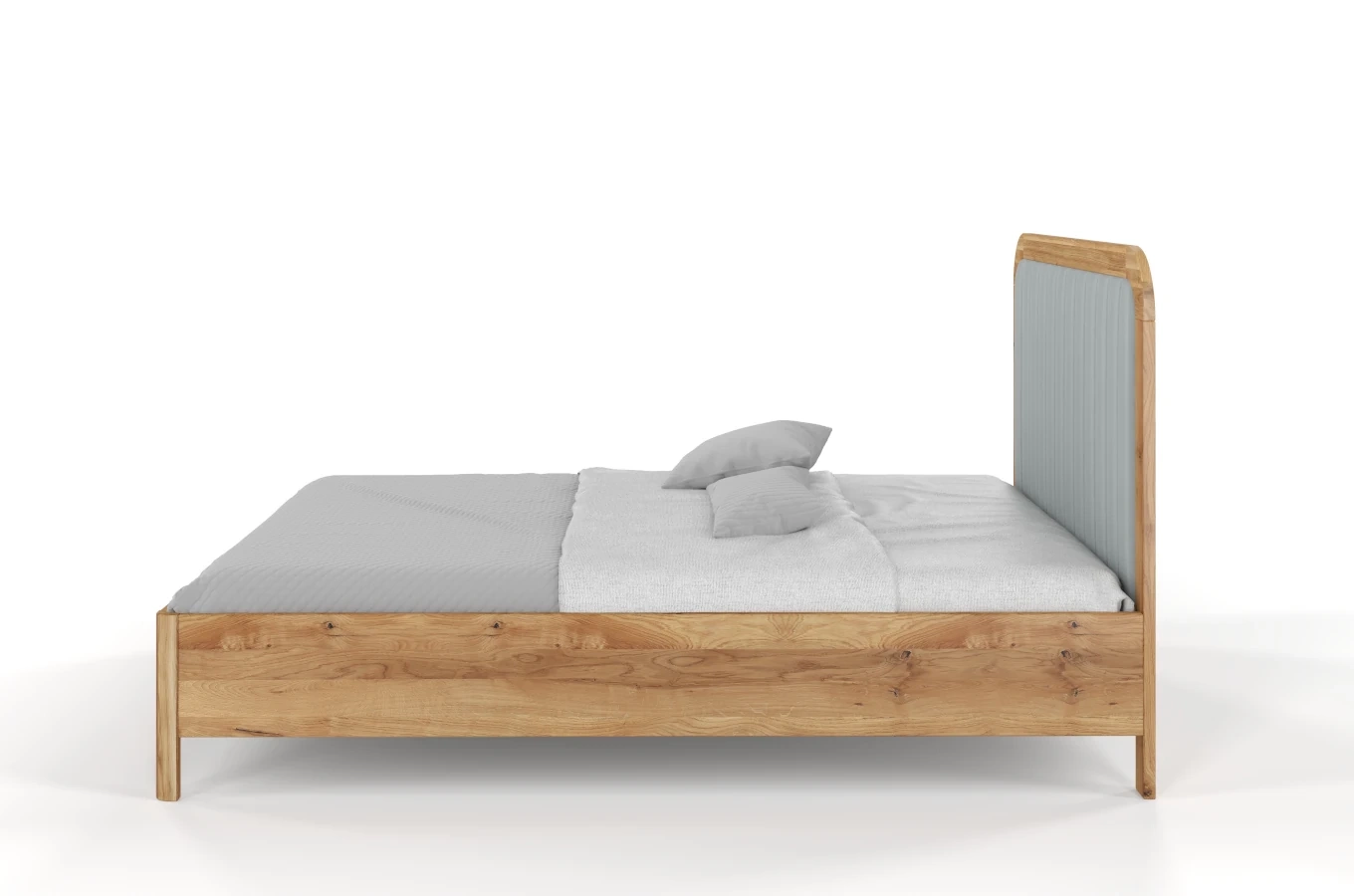 Tapicerowane łóżko drewniane dębowe Visby MODENA z wysokim zagłówkiem / 180x200 cm, olej naturalny, zagłówek Casablanca 2314