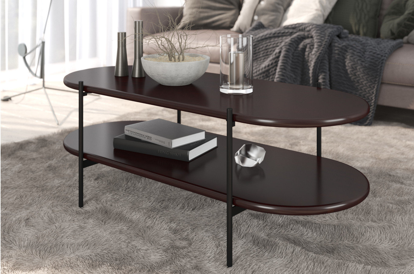 Stolik drewniany bukowy Skandica DOTA w kolorze palisander na metalowych nogach