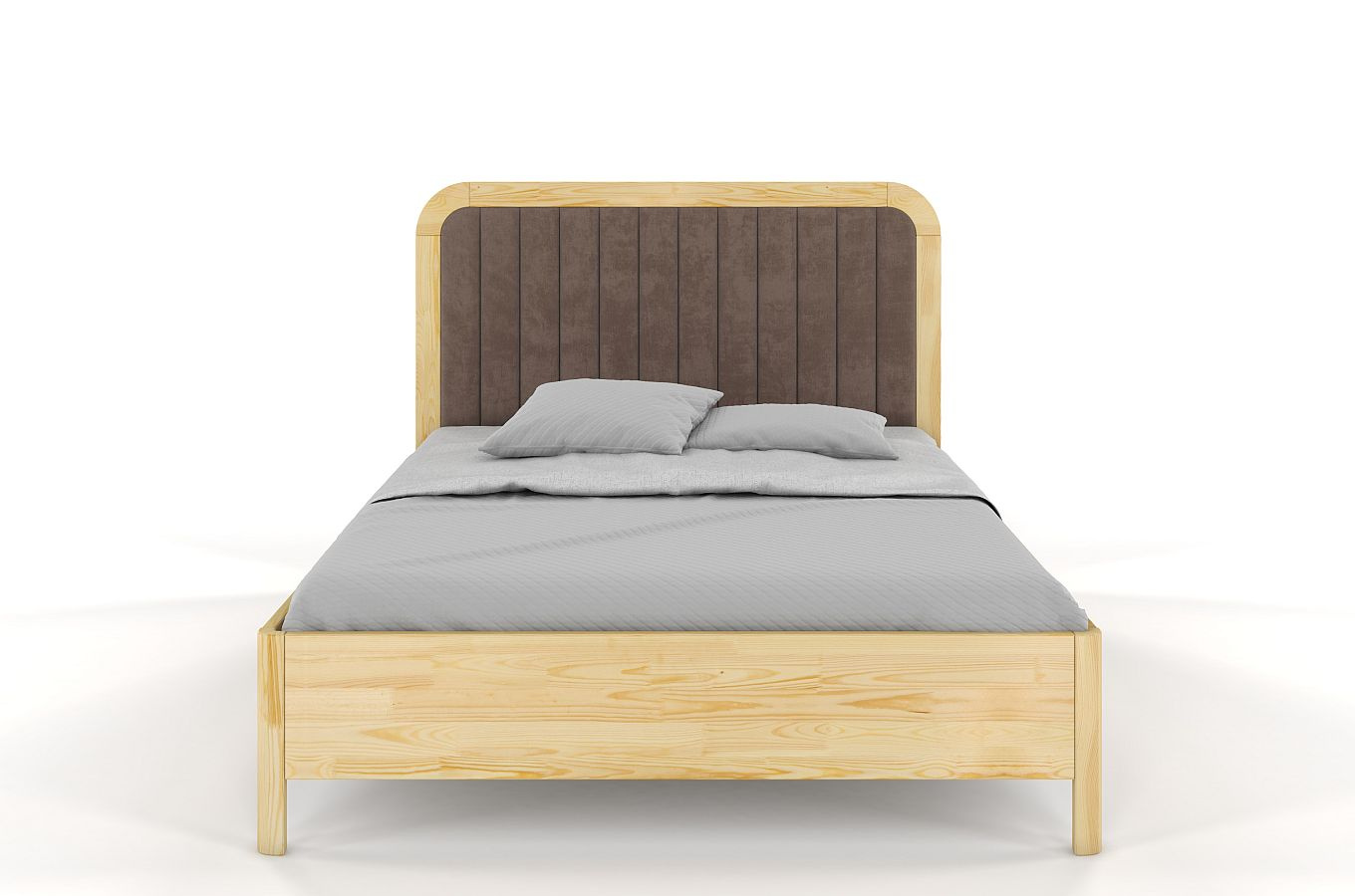 Tapicerowane łóżko drewniane sosnowe Visby MODENA BC z wysokim zagłówkiem (skrzynia na pościel)