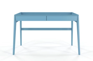 Drewniane biurko / toaletka z szufladami Visby LISA / kolor pastelowy niebieski / 125x70 cm