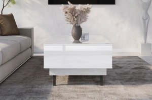 Elegancki biały stolik Dancan ARTEMISA ze złotymi dodatkami