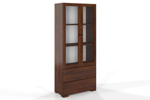 Drewniana sosnowa witryna ze szklanymi drzwiami Visby SANDEMO 2S80 / kolor palisander