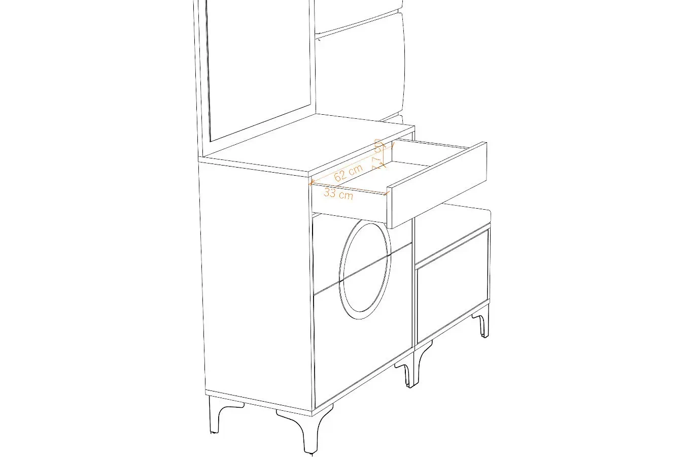 Biało-srebrna komoda Dancan EVELINE wysoki połysk / szer. 70 cm