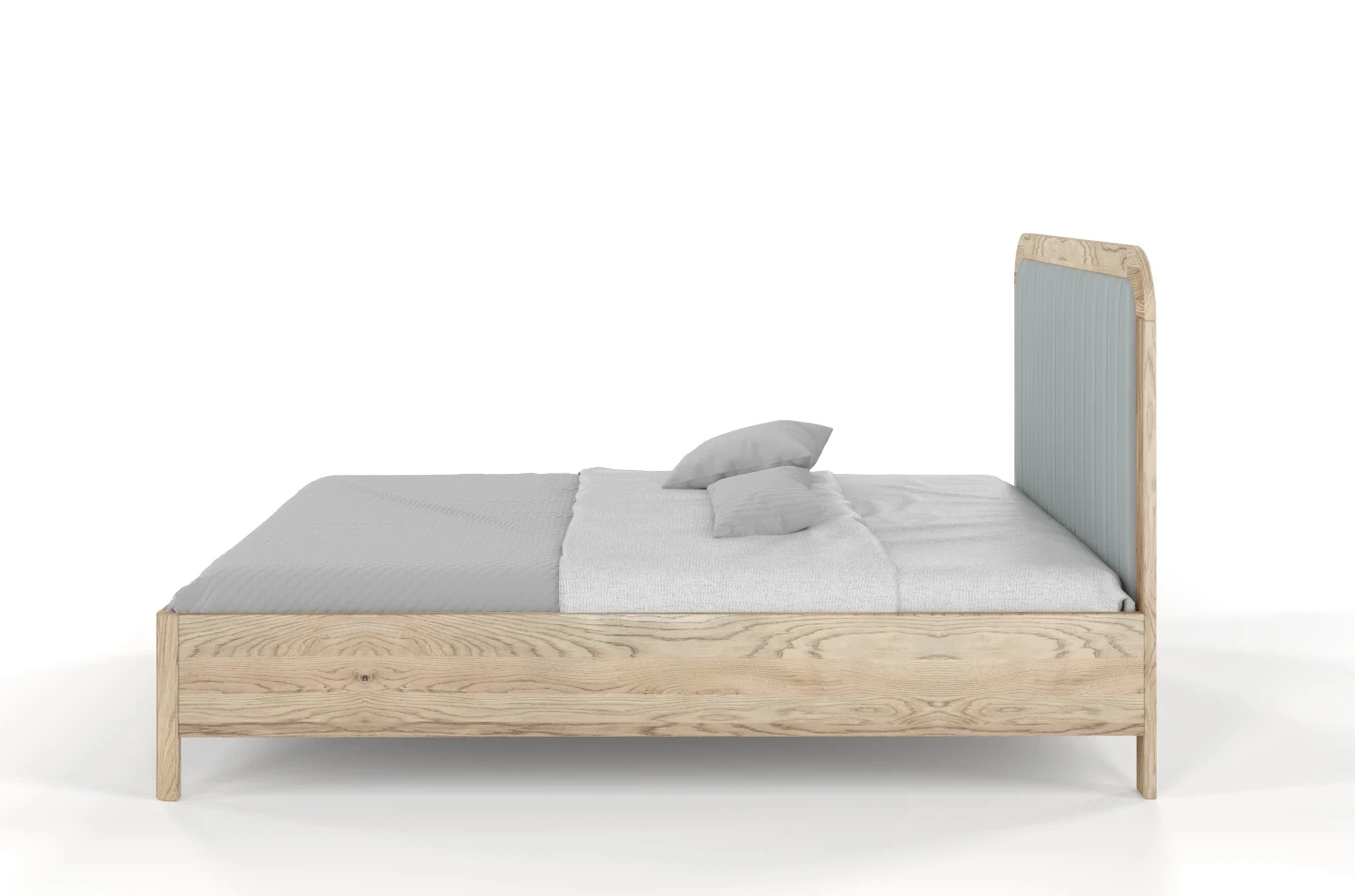 Tapicerowane łóżko drewniane dębowe Visby MODENA z wysokim zagłówkiem / 200x200 cm, olej retro, zagłówek Casablanca 2314