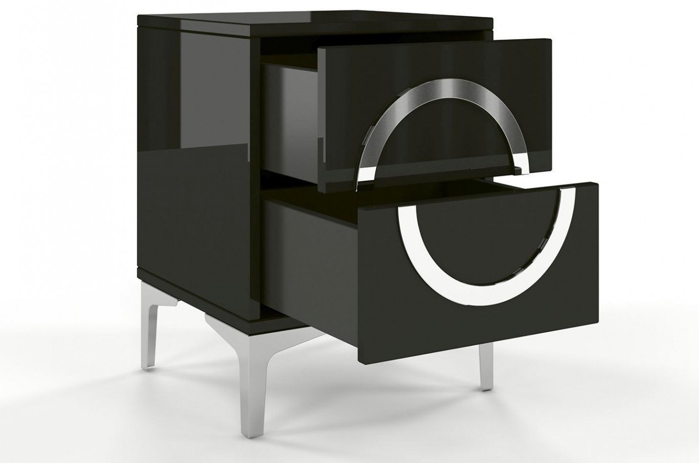 Czarna nowoczesna szafka nocna Dancan EVA połysk / szer. 40 cm