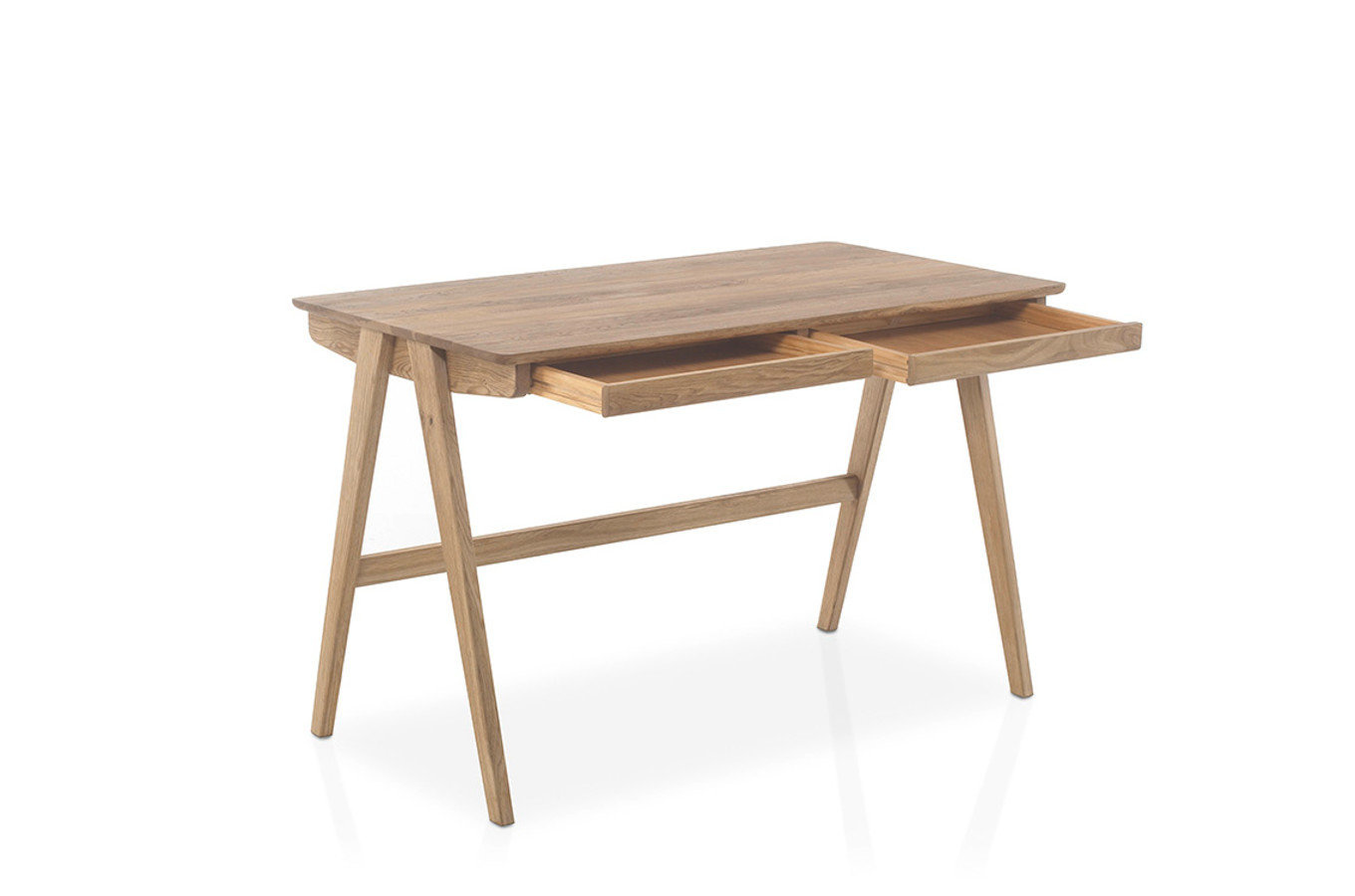 Eleganckie drewniane dębowe biurko z szufladami DELIA / 120x65 cm