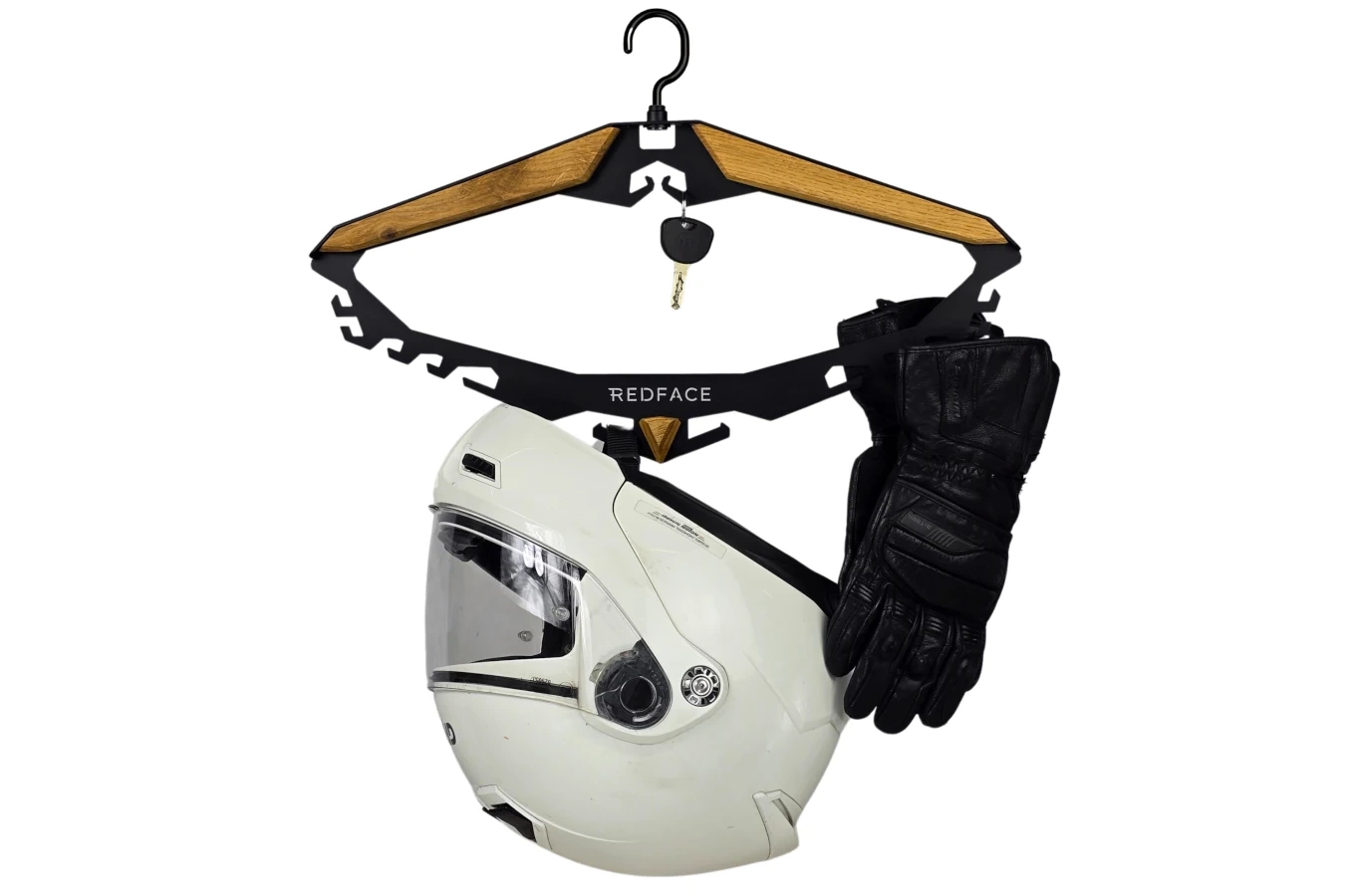 Metalowy wieszak na kask i ubrania motocyklowe Redface ADV / przechowuj wszystko w jednym miejscu, bez wiercenia!