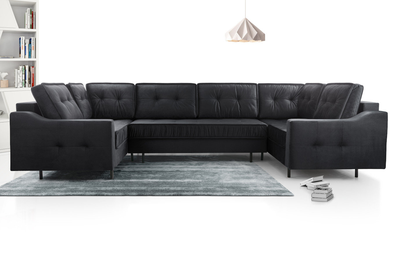 Duży nowoczesny narożnik HAITI U z funkcją spania i pojemnikiem na pościel