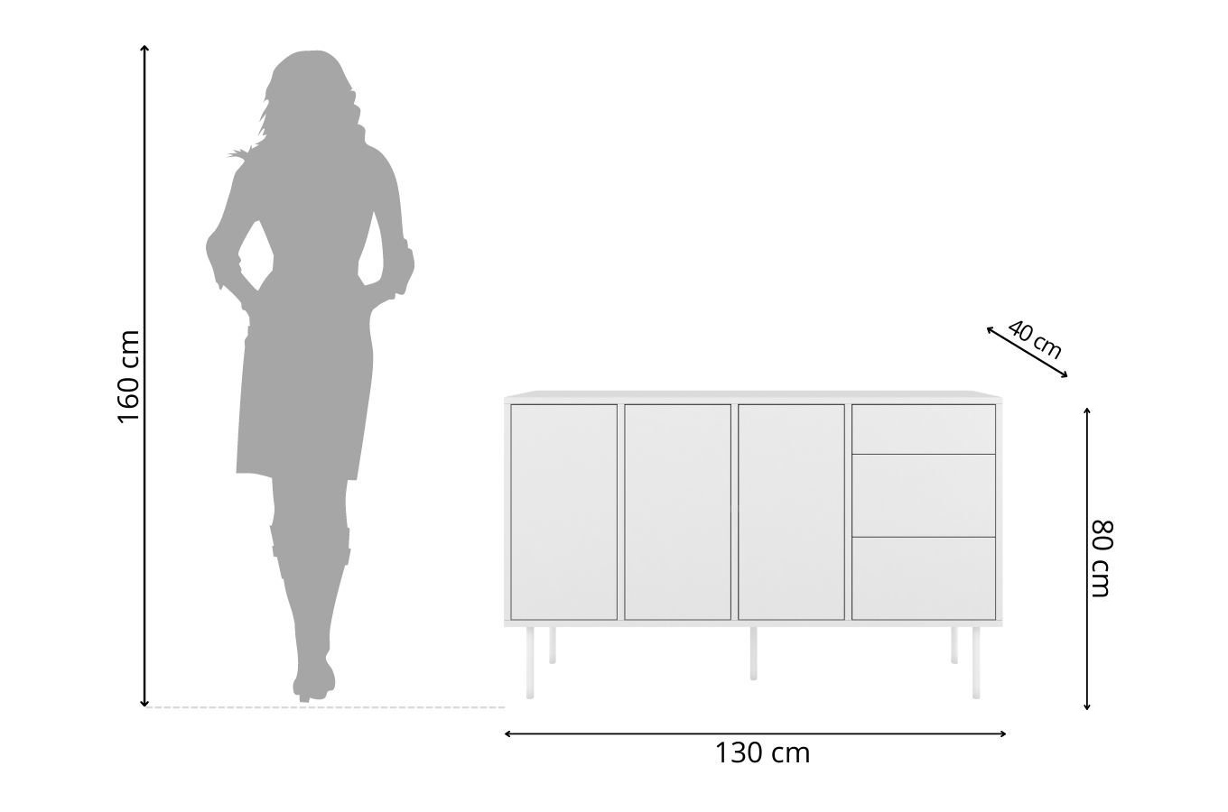 Biała nowoczesna komoda Dancan MIRKA / szer. 130 cm