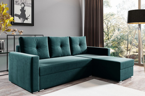 Nowoczesny narożnik ALESIO z funkcją spania i pojemnikiem na pościel