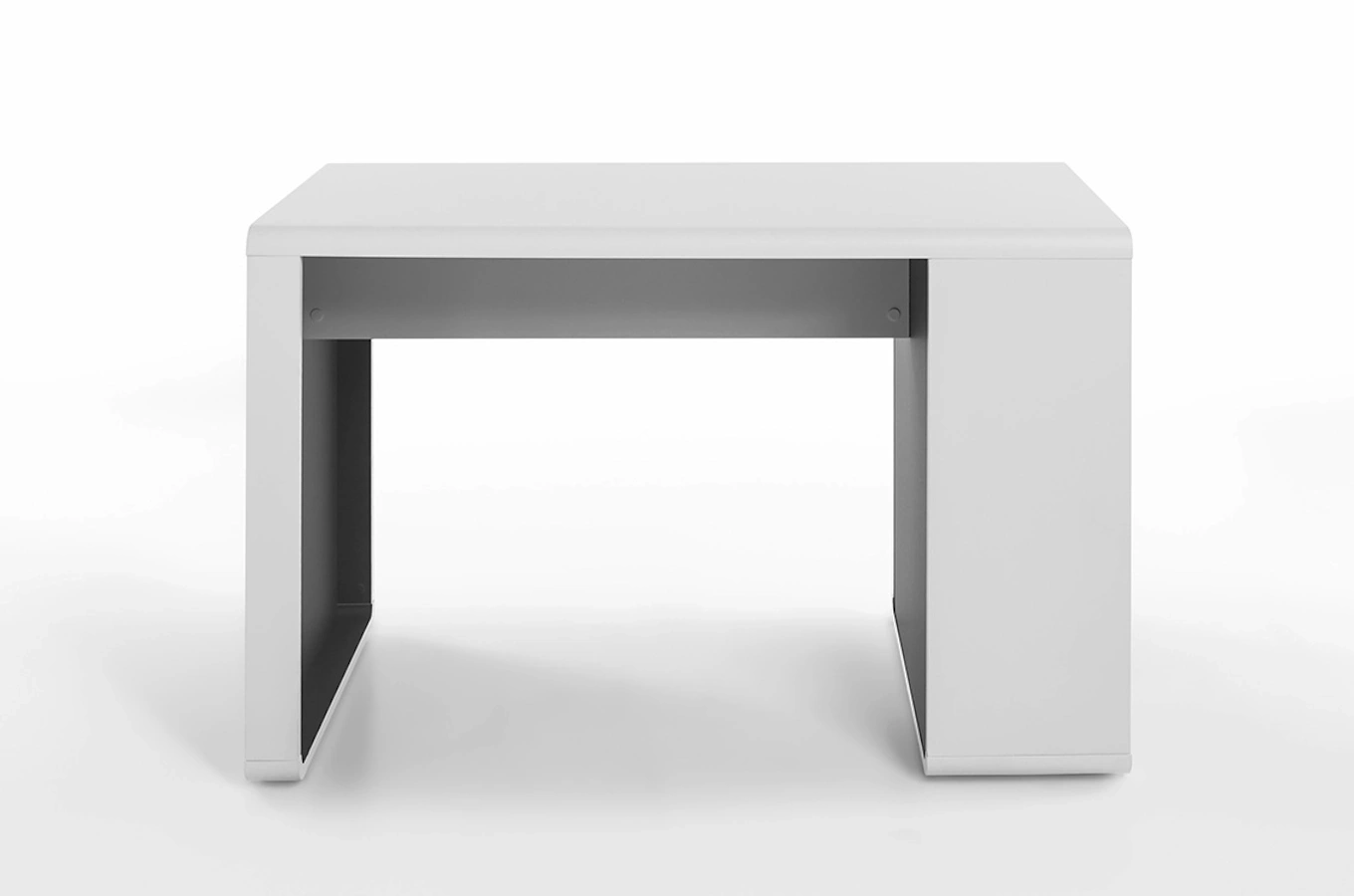 Nowoczesne białe biurko TADEO z otwartymi półkami / 119x59 cm