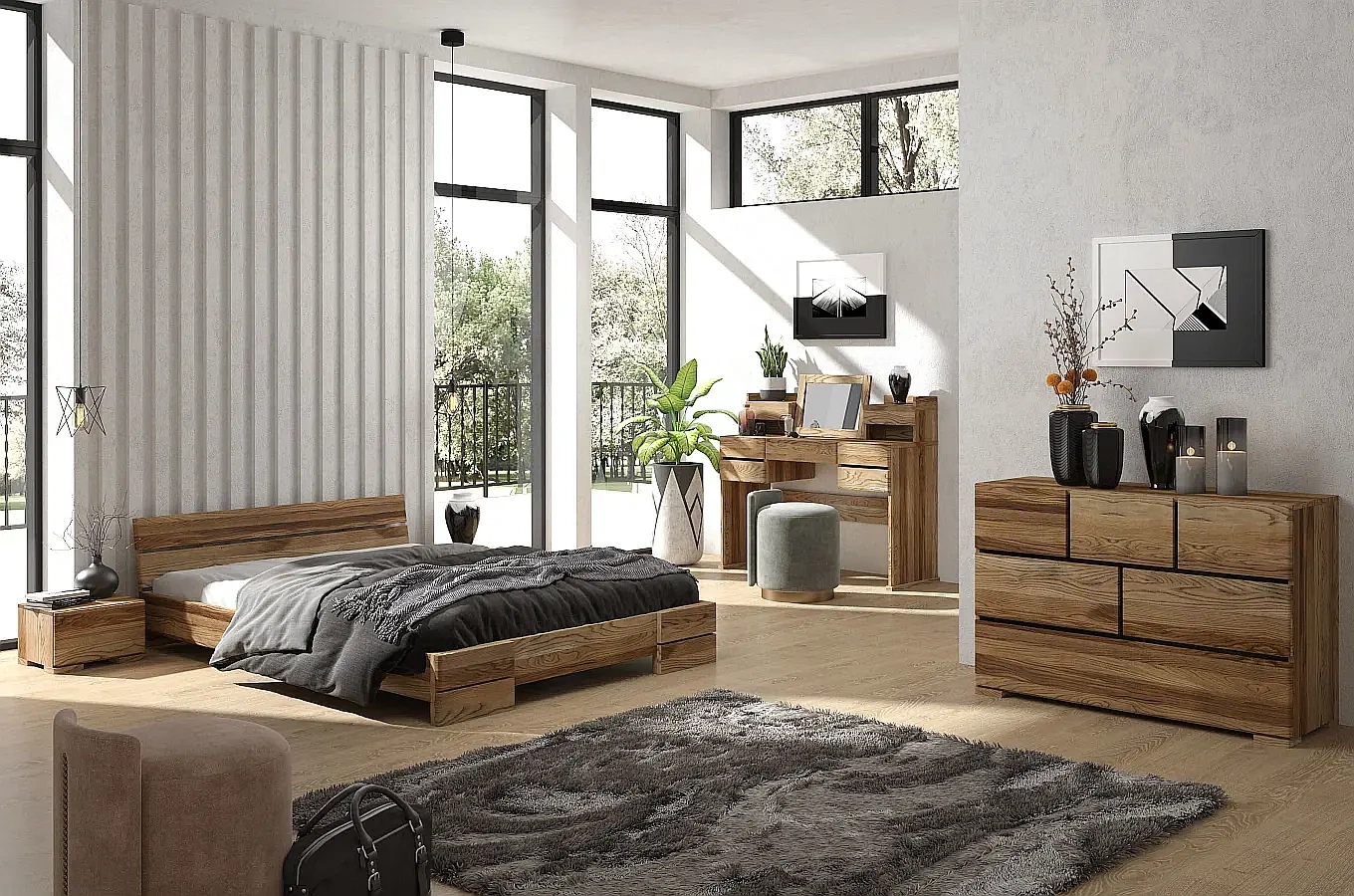 Drewniana szafka nocna dębowa Visby Sandemo 1S / szer. 40 cm