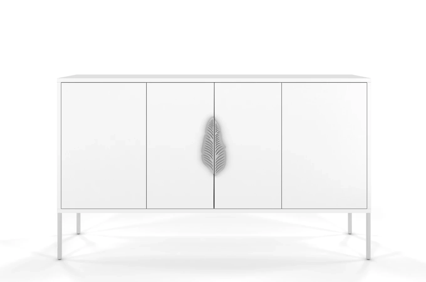 Biała komoda Skandica MERLIN ze srebrnymi dodatkami / szer. 138 cm