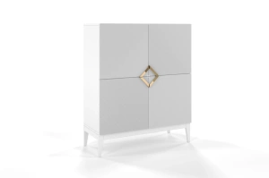 Drewniana komoda Visby DEMI HIGH / kolor biały + białe nogi / szer. 100 cm