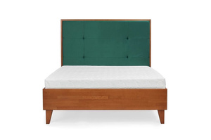 Tapicerowane łóżko drewniane bukowe Visby FRIDA z wysokim zagłówkiem / 180x200 cm, kolor orzech, zagłówek French Velvet 658