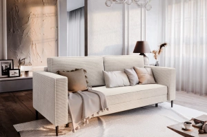 Nowoczesna sofa rozkładana GEPPI z funkcją spania i pojemnikiem na pościel / szerokość 226 cm