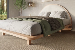 Łóżko lewitujące drewniane bukowe Visby MOMOKO / 160x200 cm, kolor naturalny