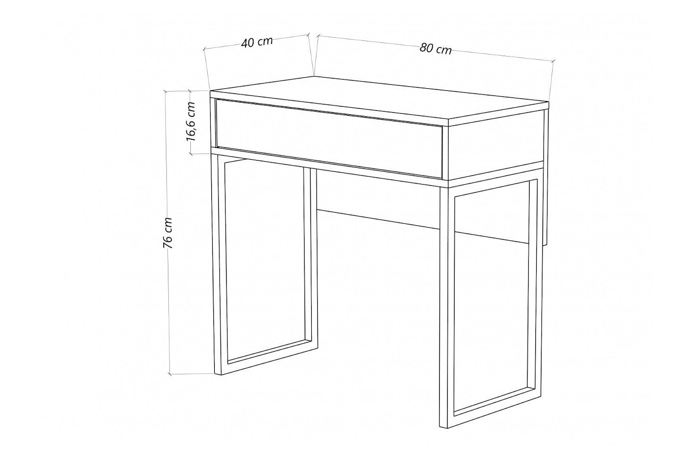 Biała nowoczesna toaletka Dancan EVA ze srebrnym stelażem