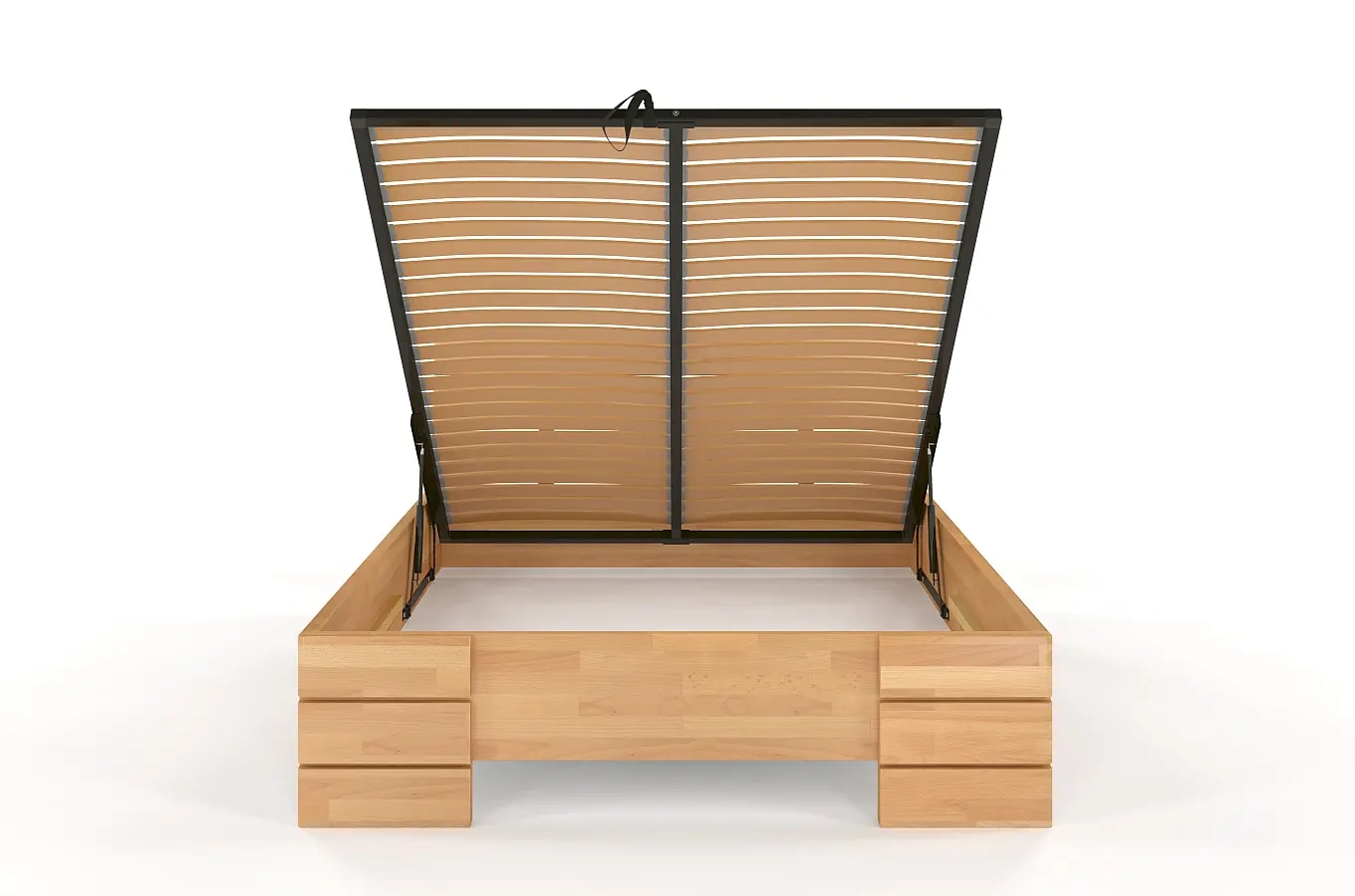 Łóżko drewniane bukowe Visby Sandemo High BC (Skrzynia na pościel) / 140x200 cm, kolor naturalny