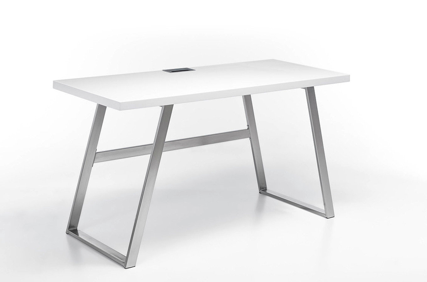 Nowoczesne białe biurko ANDRIA na metalowych nogach / 140x60 cm